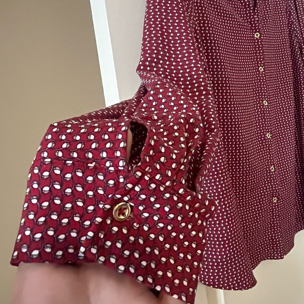 Roz & Ali Burgundy Button-Up Blouse with Gold Button Detail Women’s Size 1X - Picture 8 of 16